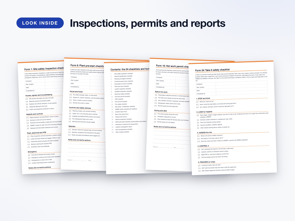 Site Checklists and Forms Pack inside pages
