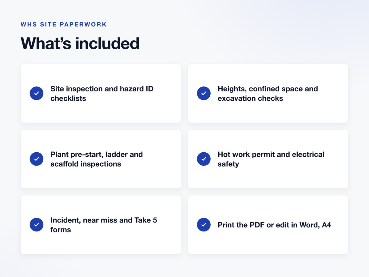 Site Checklists and Forms Pack inside pages