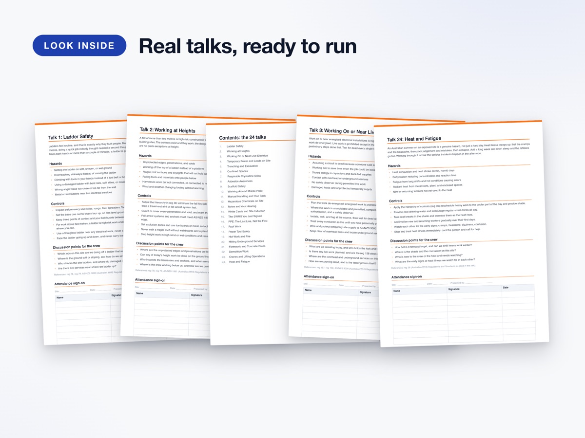 Australian Toolbox Talk Pack inside pages