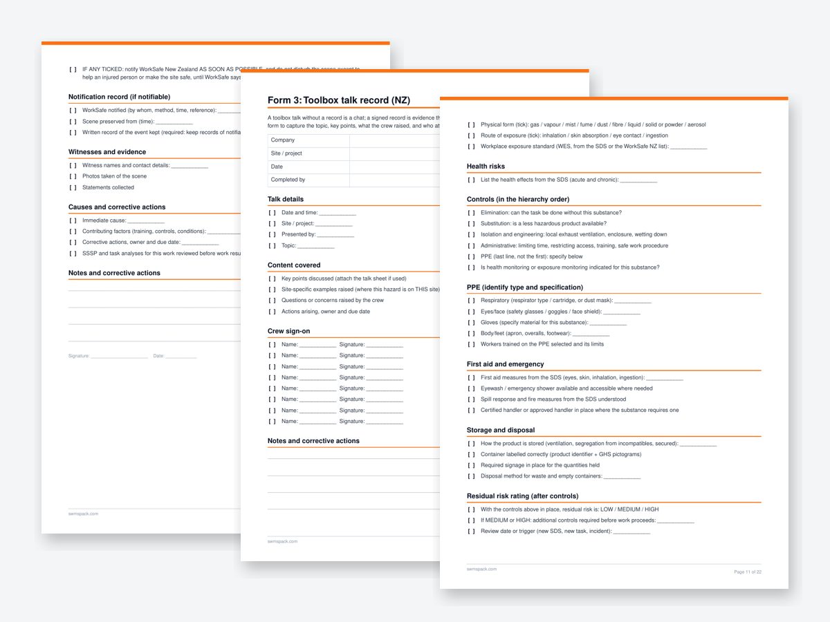 NZ Site Forms Pack inside pages